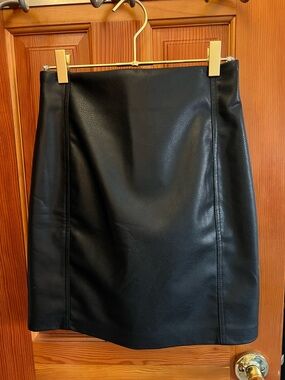 H&M Black Faux Leather Mini Skirt